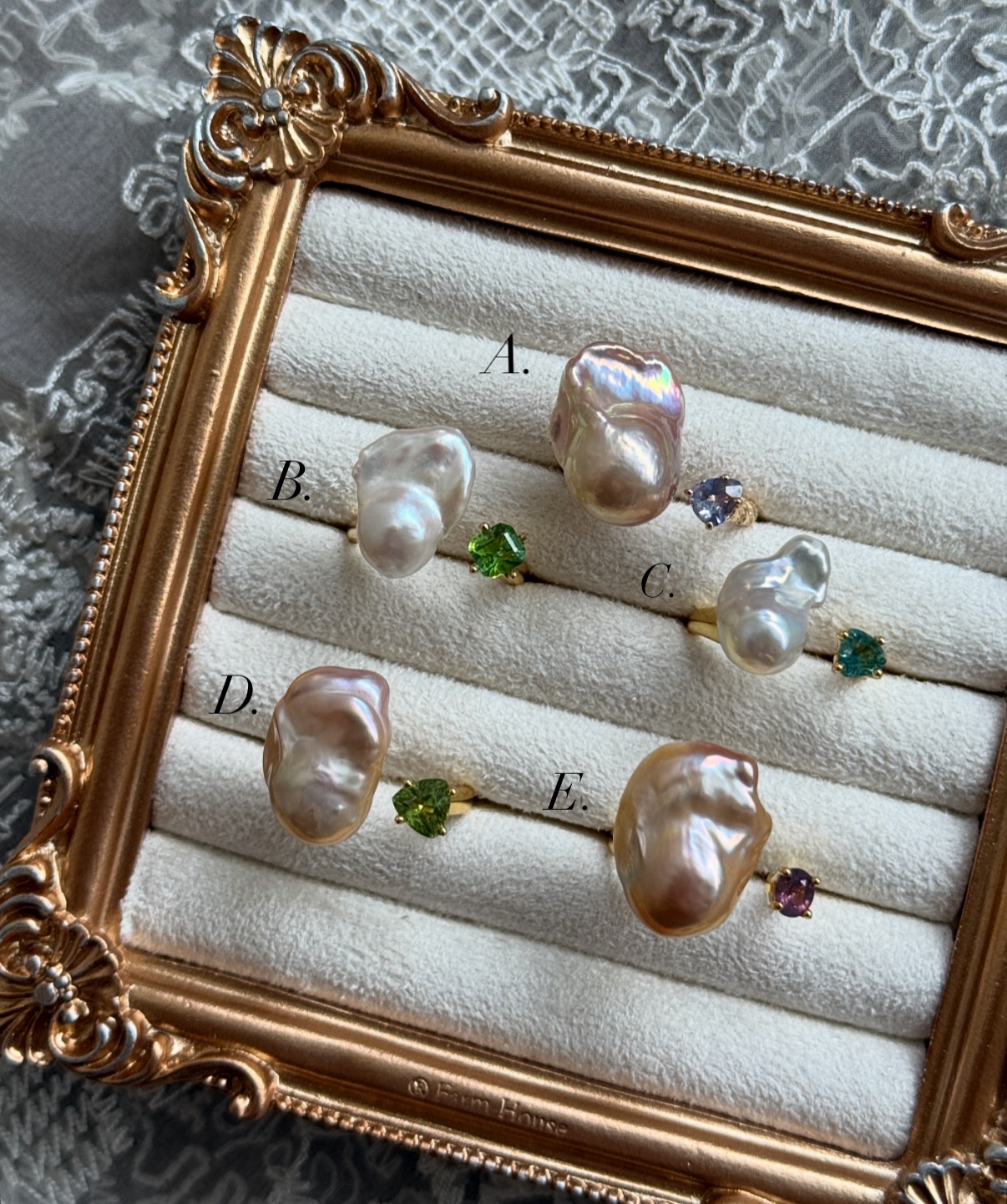 ⁂ 雙生戒指｜巴洛克珍珠 × 彩寶