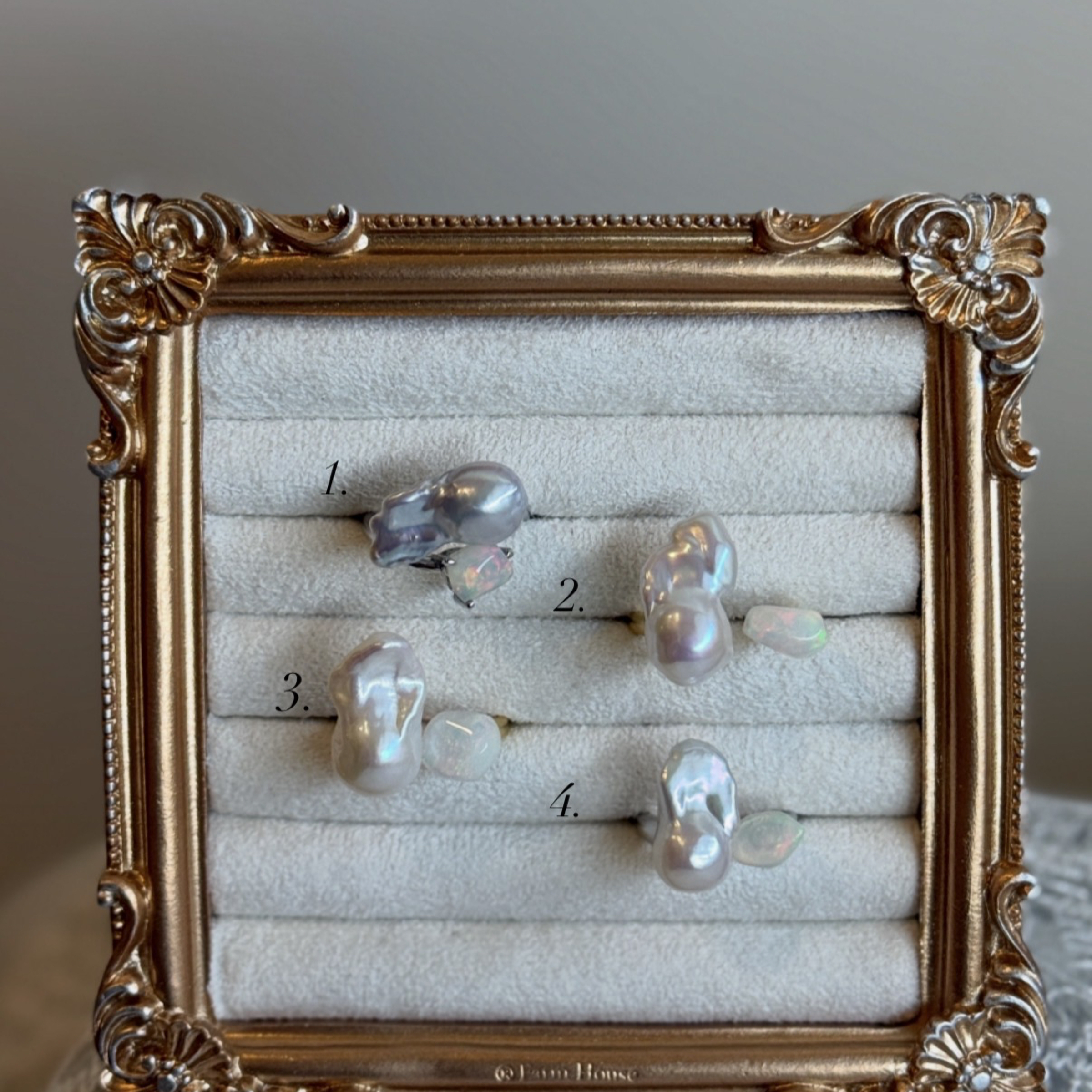 ⁂ 雙生戒指｜巴洛克珍珠 × 非洲歐泊