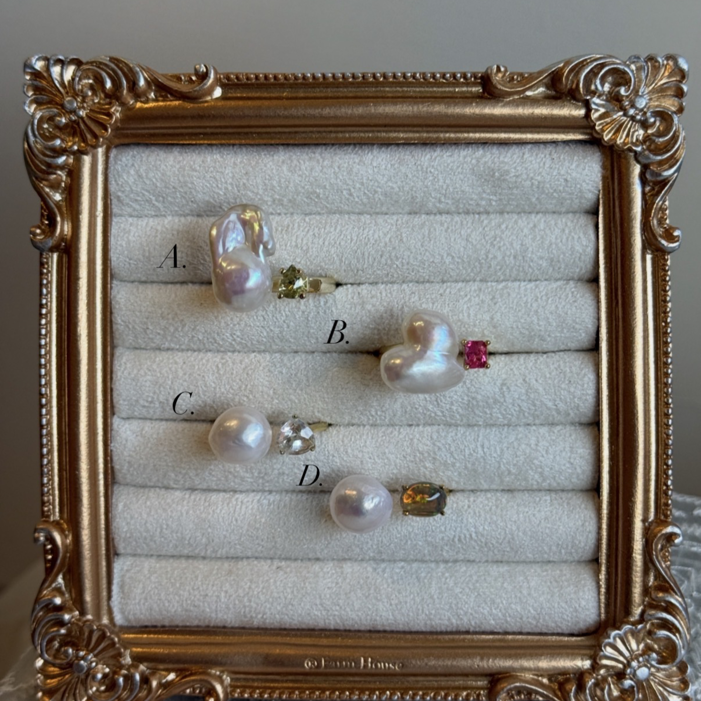 ⁂ 雙生戒指｜巴洛克珍珠 × 彩寶