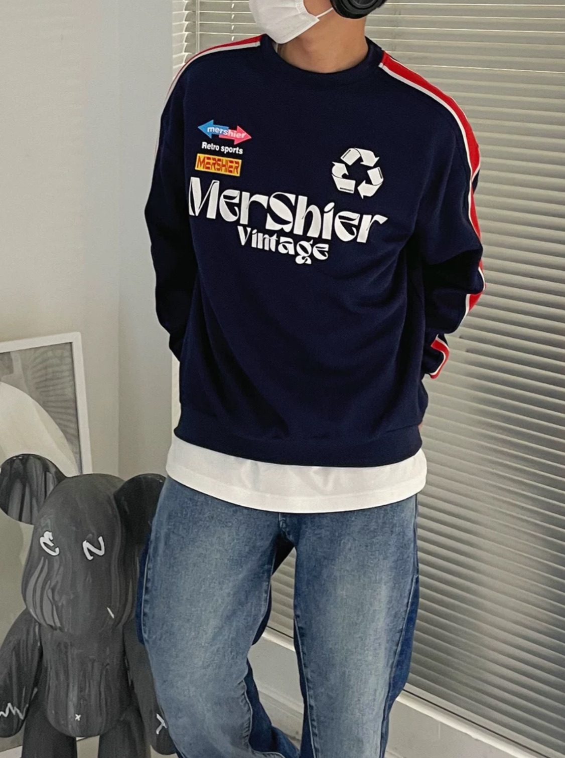 美式復古字母圓領衛衣