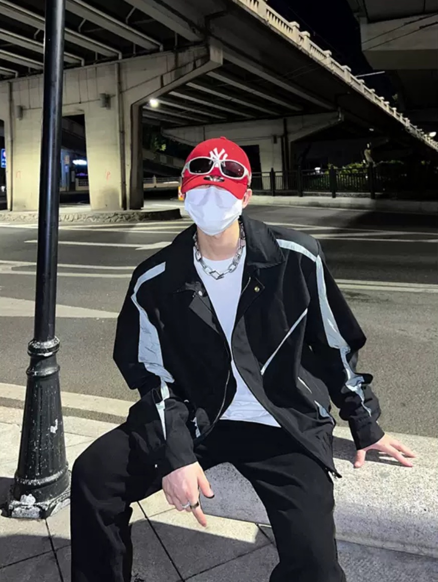 美式街頭拼色運動外套