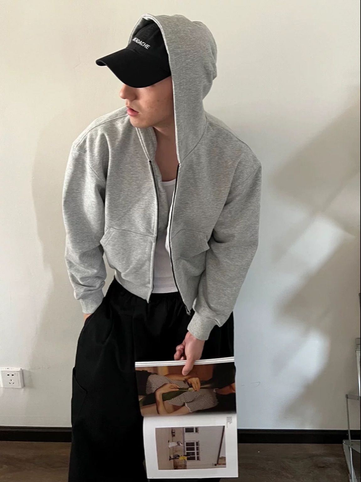 美式短板連帽衛衣