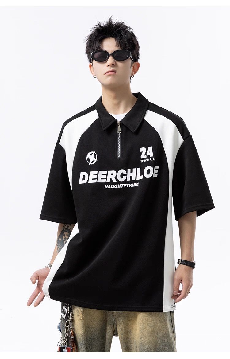 美式運動半拉鏈T恤（有領）_msc001-2