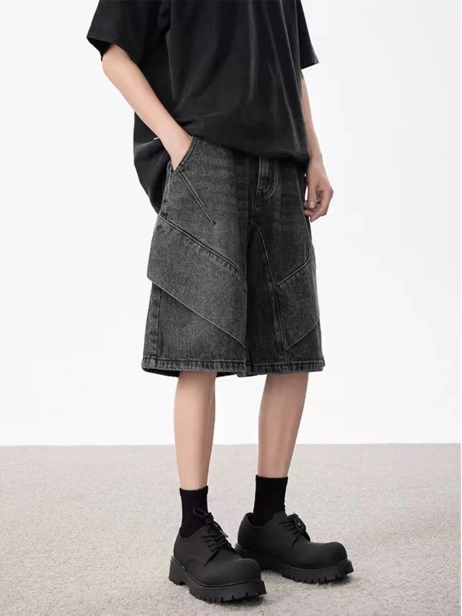 美式高街解構設計感五分牛仔褲_msp007