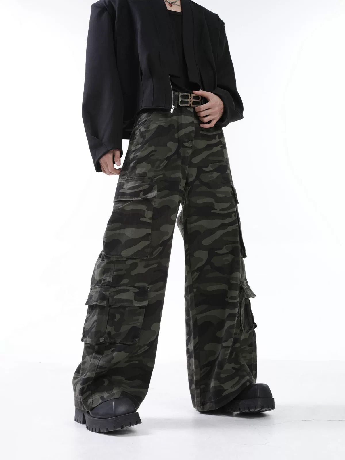 美式小眾多口袋迷彩工裝褲_msp009