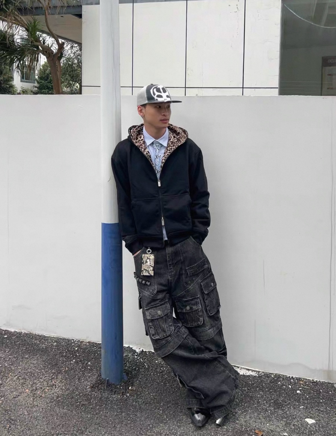 雙拉鍊連帽外套