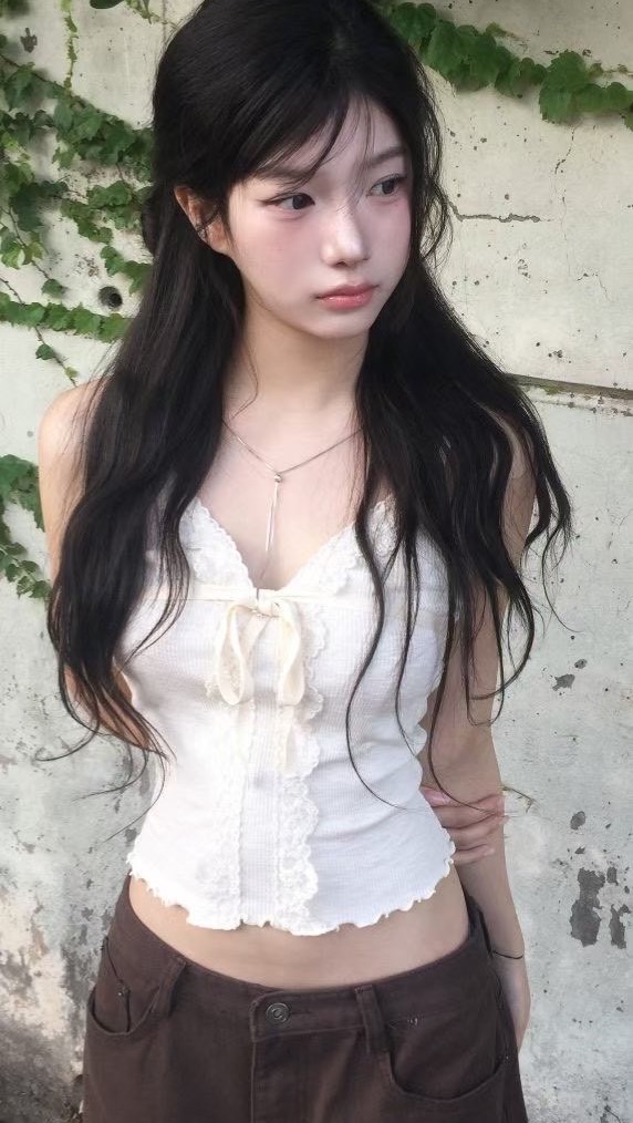 蕾絲綁帶v領吊帶