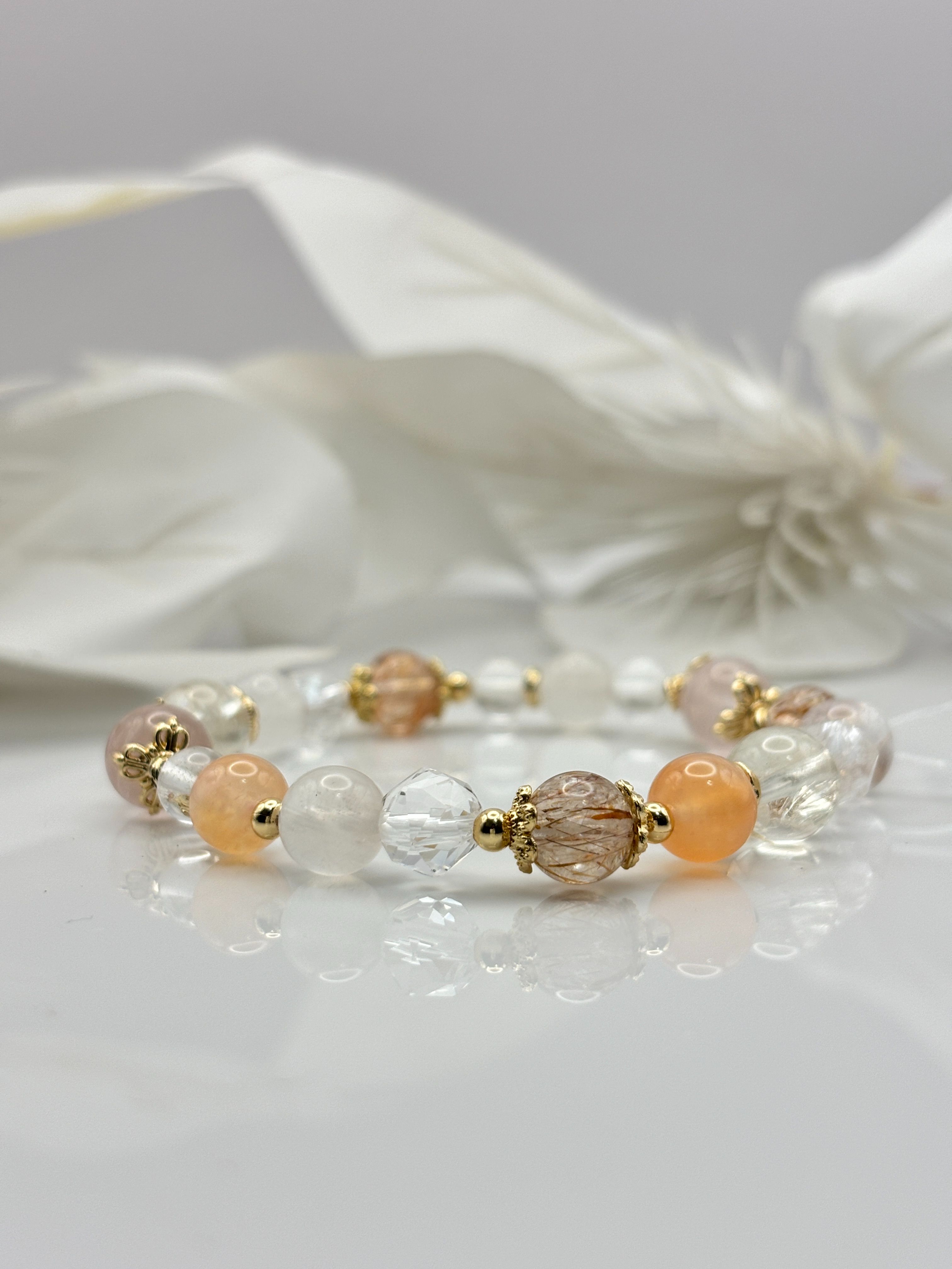 春沐🌿增強溝通、招財、旺事業、平復情緒、辟邪、增加勇氣｜黑金超｜緋紅瑪瑙｜檸檬黃水晶｜粉晶｜白水晶｜奶白晶｜手鏈手串設