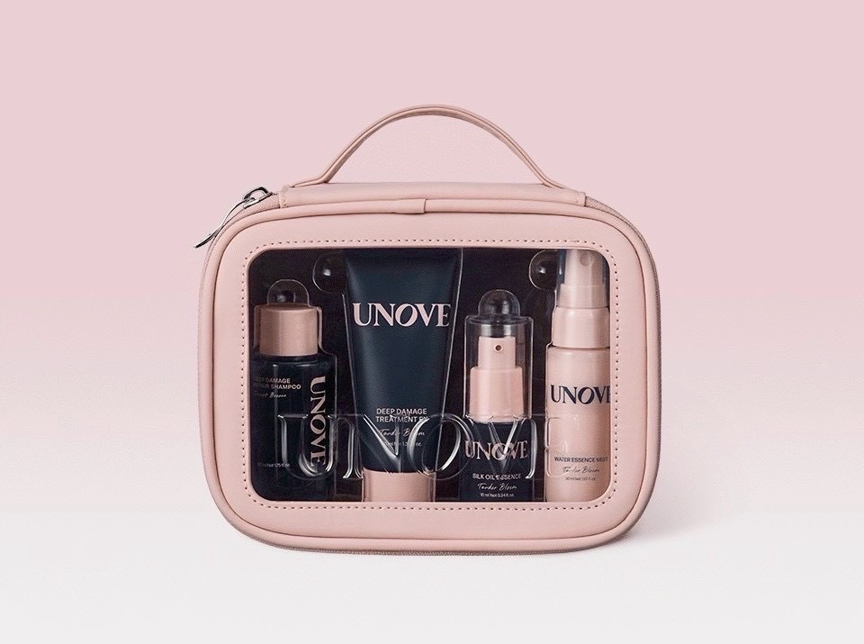 《現貨》韓國UNOVE 明星洗護髮旅行四件組(洗+護+髮油+噴霧) 附收納包