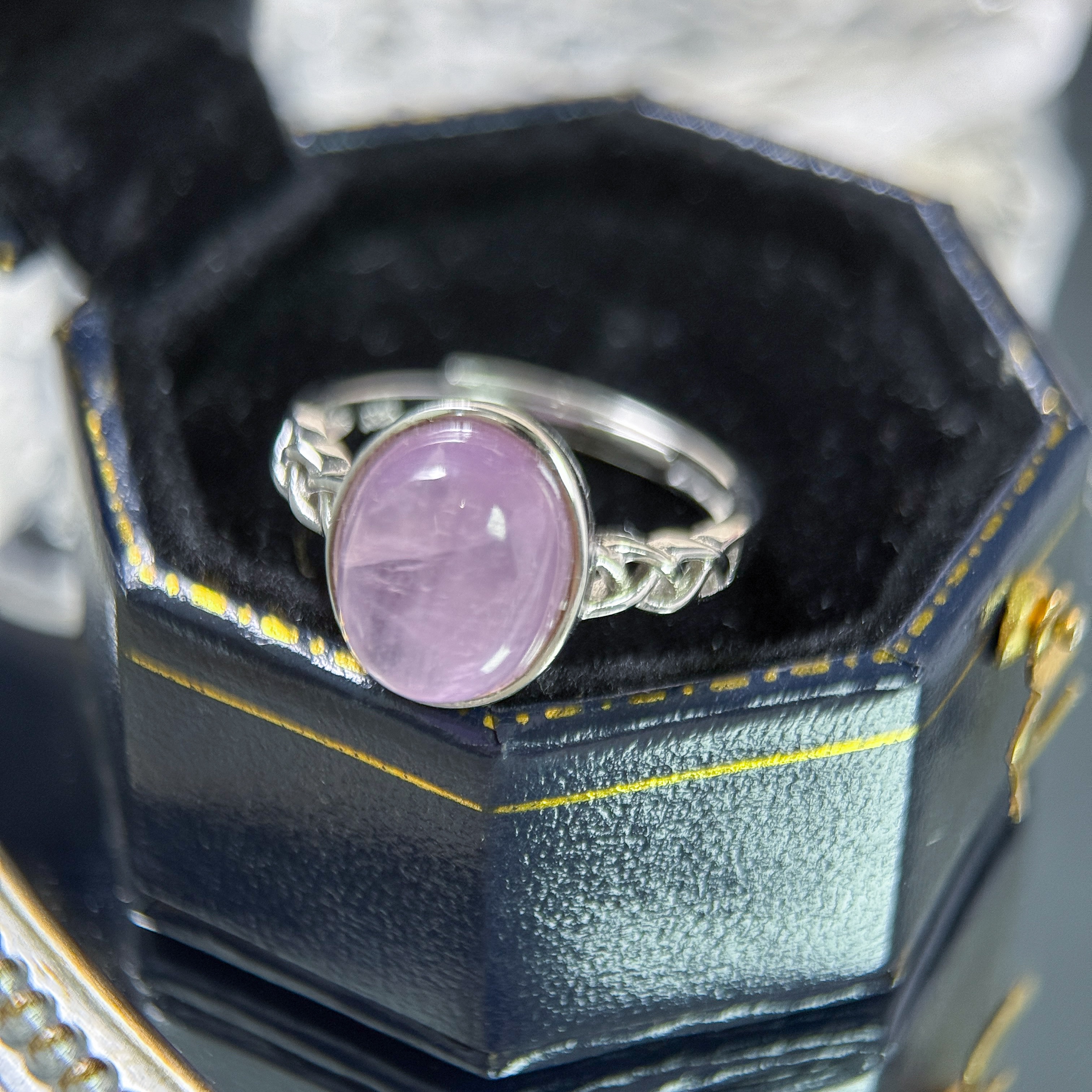 貓眼紫鋰輝 925銀戒指