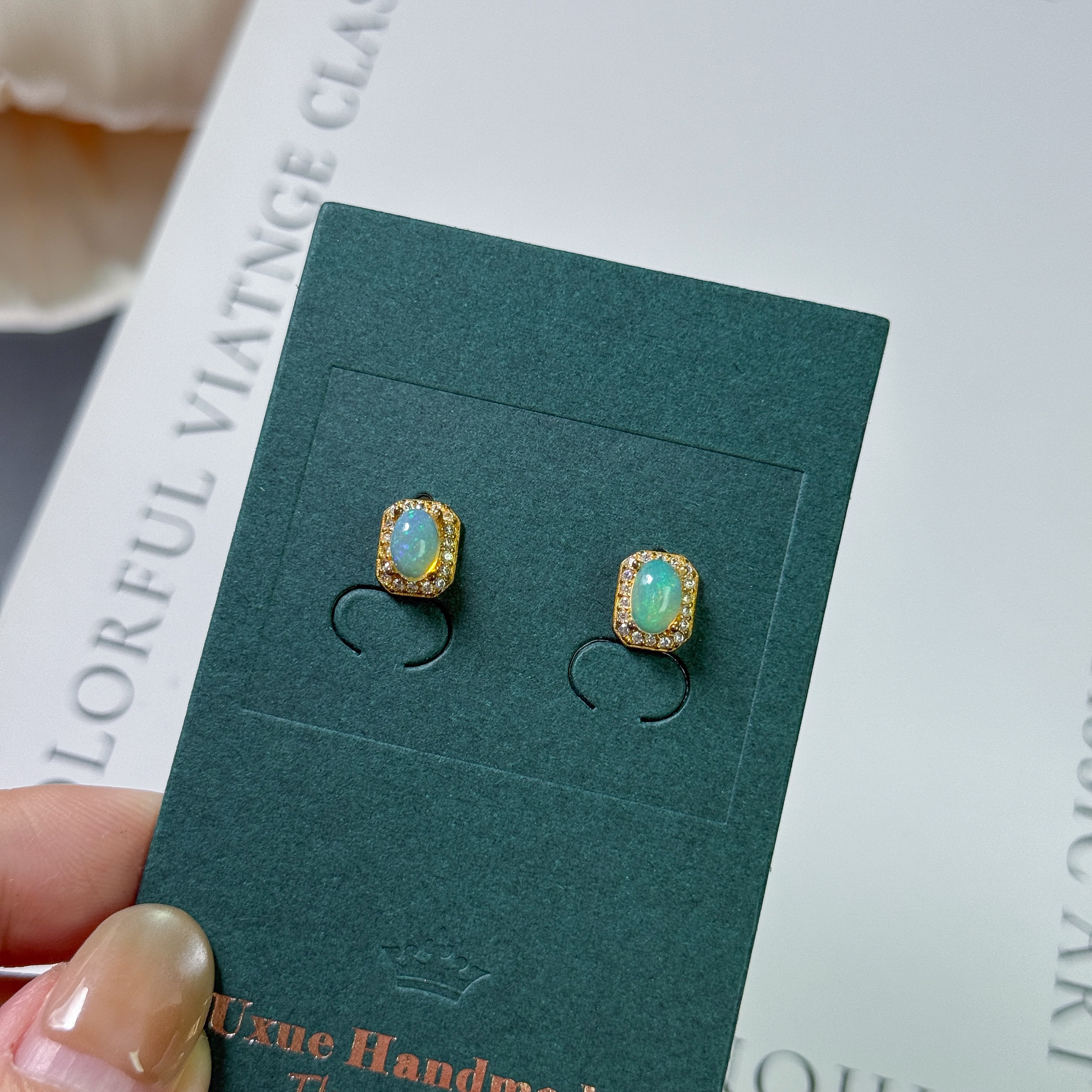 歐泊鍍金方款 925銀