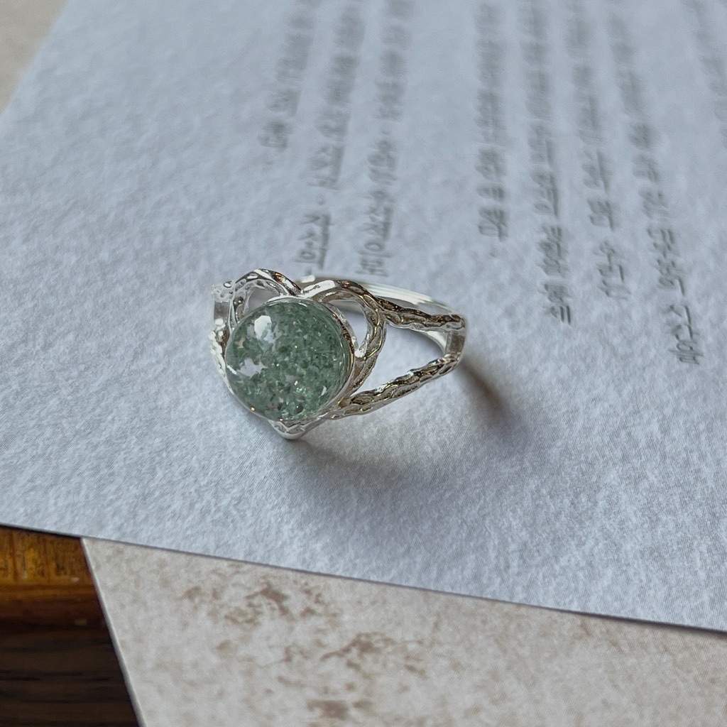 滿天星 綠幽靈925銀戒指