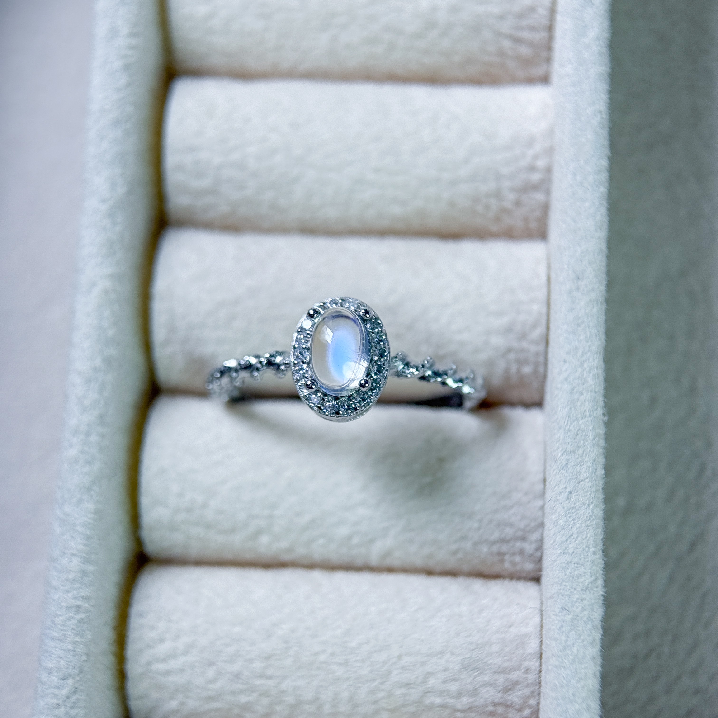 月光石 925純銀戒指