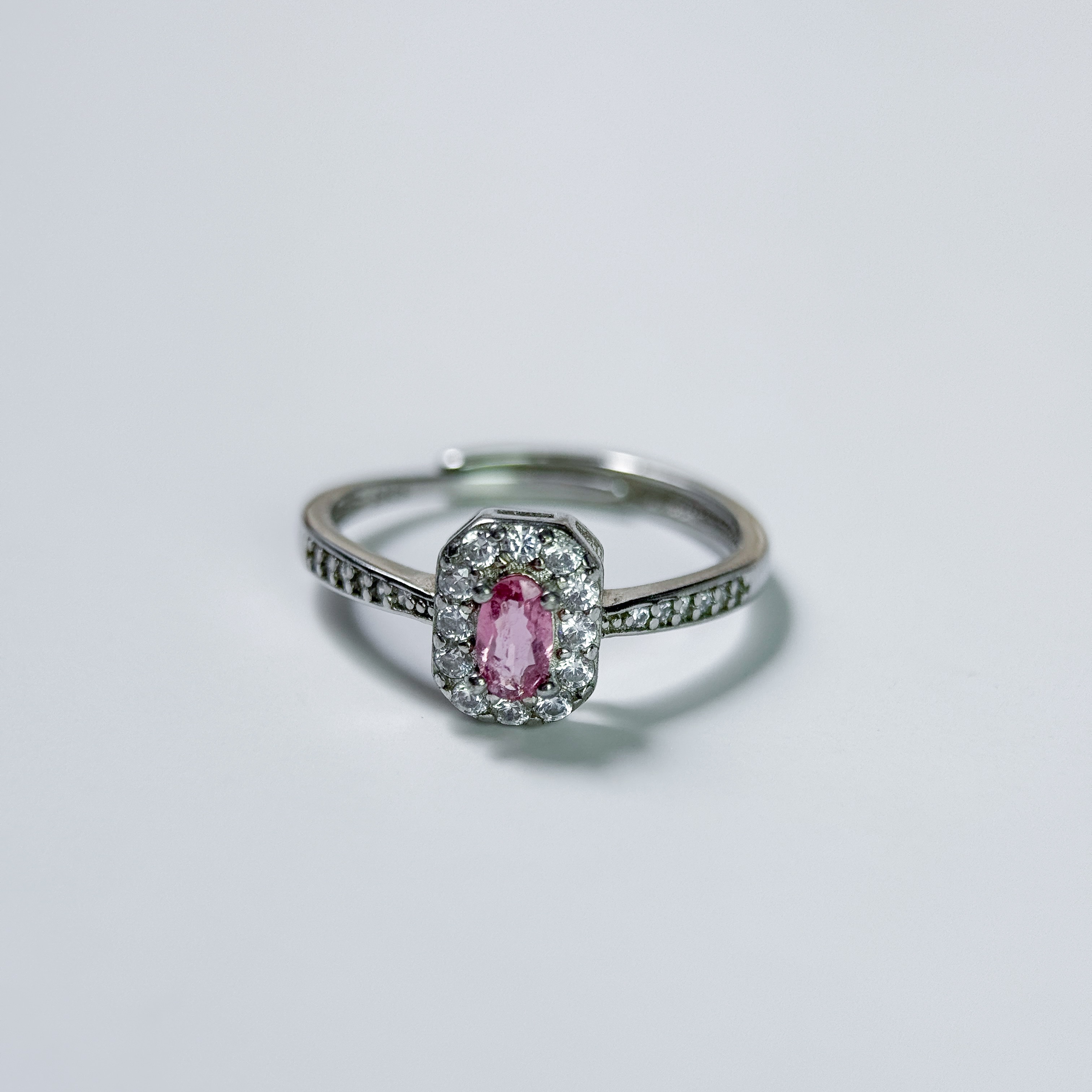 粉碧璽 925銀戒指