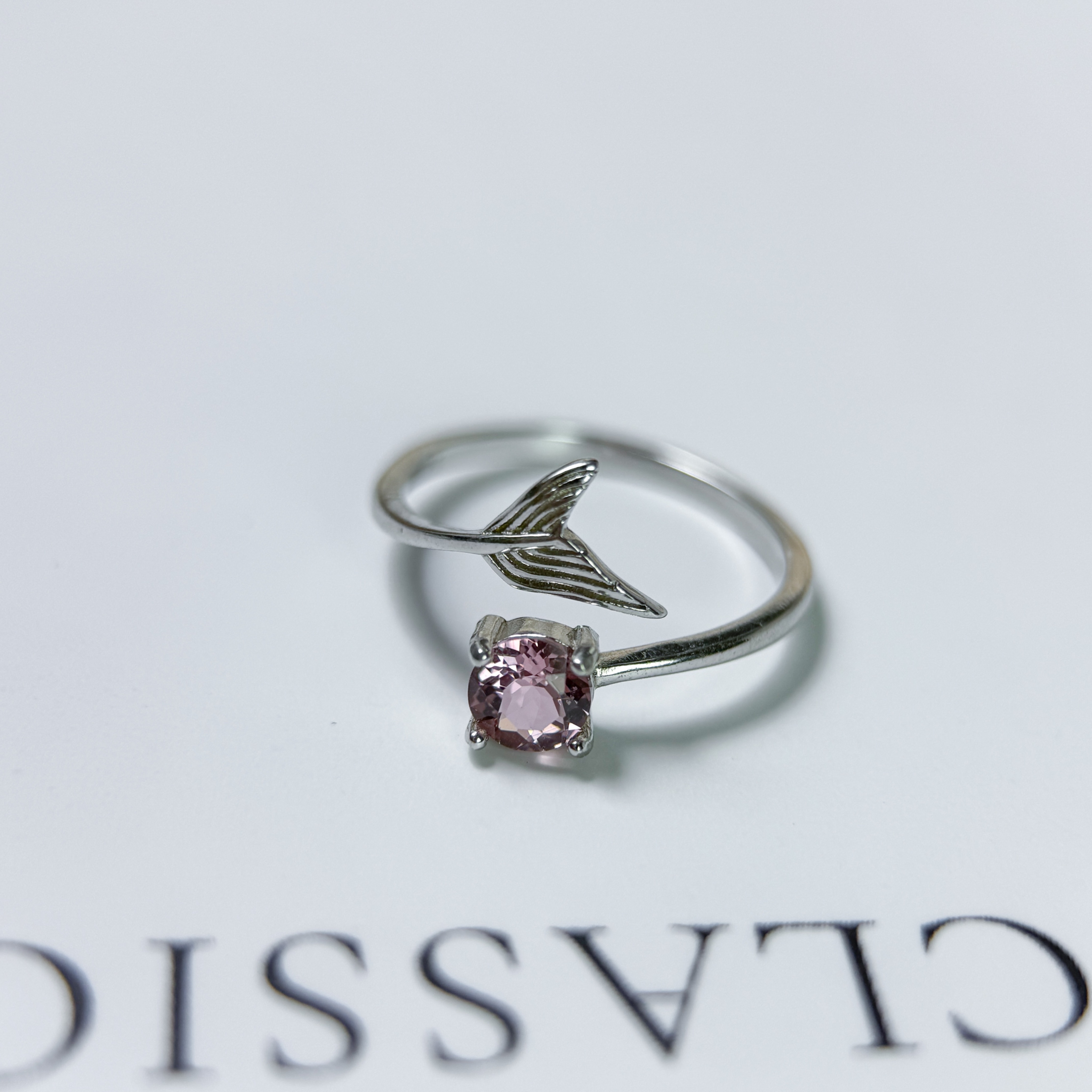 粉碧璽 925銀戒指