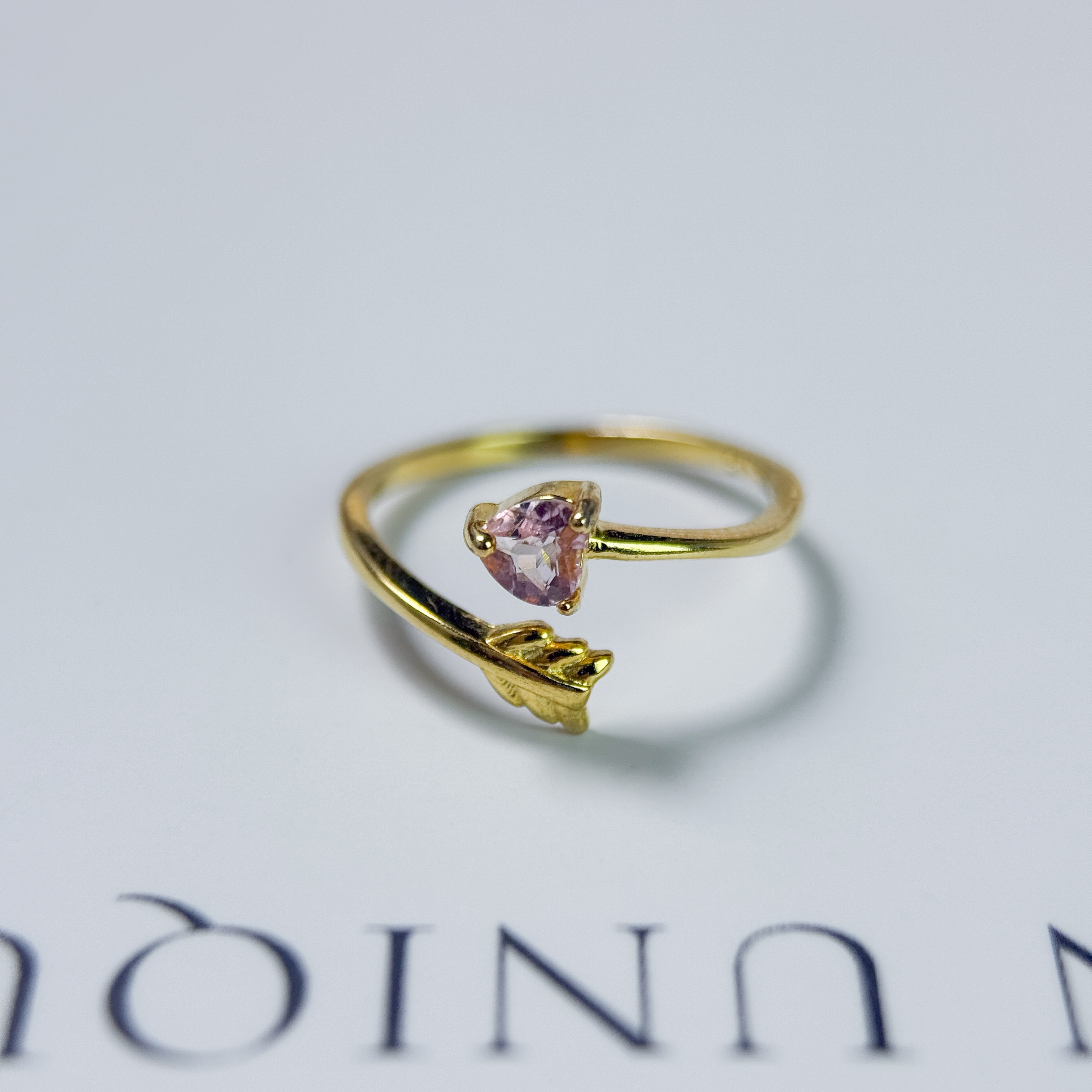 璧璽 愛心箭羽 925純銀鍍金戒指