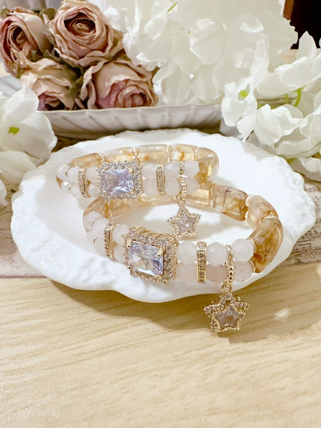 香緹石光✿天然石手作飾品  ꙳⋆° . 香蜜沉沉 ✧⭒.꙳  l黃塔晶 l西柚粉晶 l客製水晶手鍊
