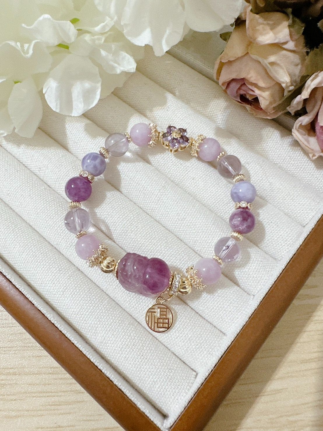 香緹石光✿天然石手作飾品  ꙳⋆° . 招財納福 ✧⭒.꙳   l紫螢石 l紫鋰輝 l紫水晶 l紫祖母晶 l奶蓋紫玉晶
