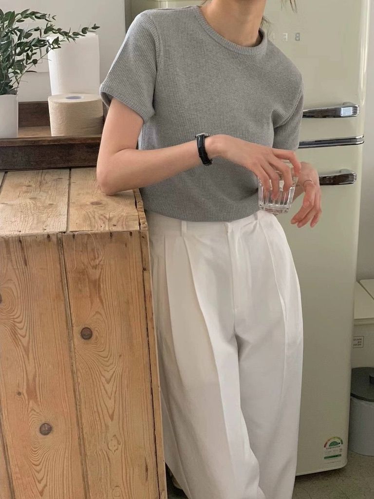 鬆餅格紋短袖tee