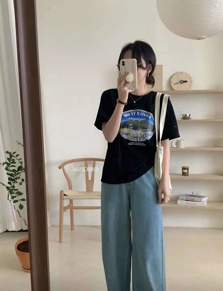 Rainier字母印花tee