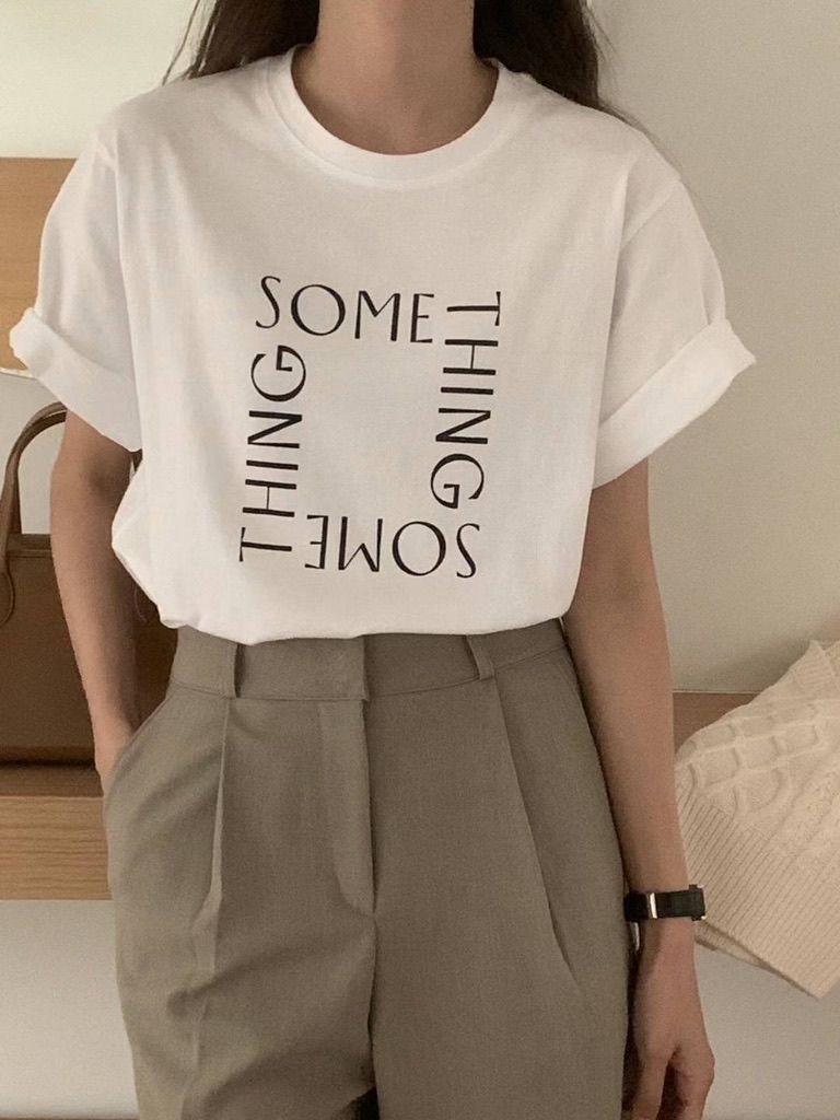 方形字母短袖tee 純棉