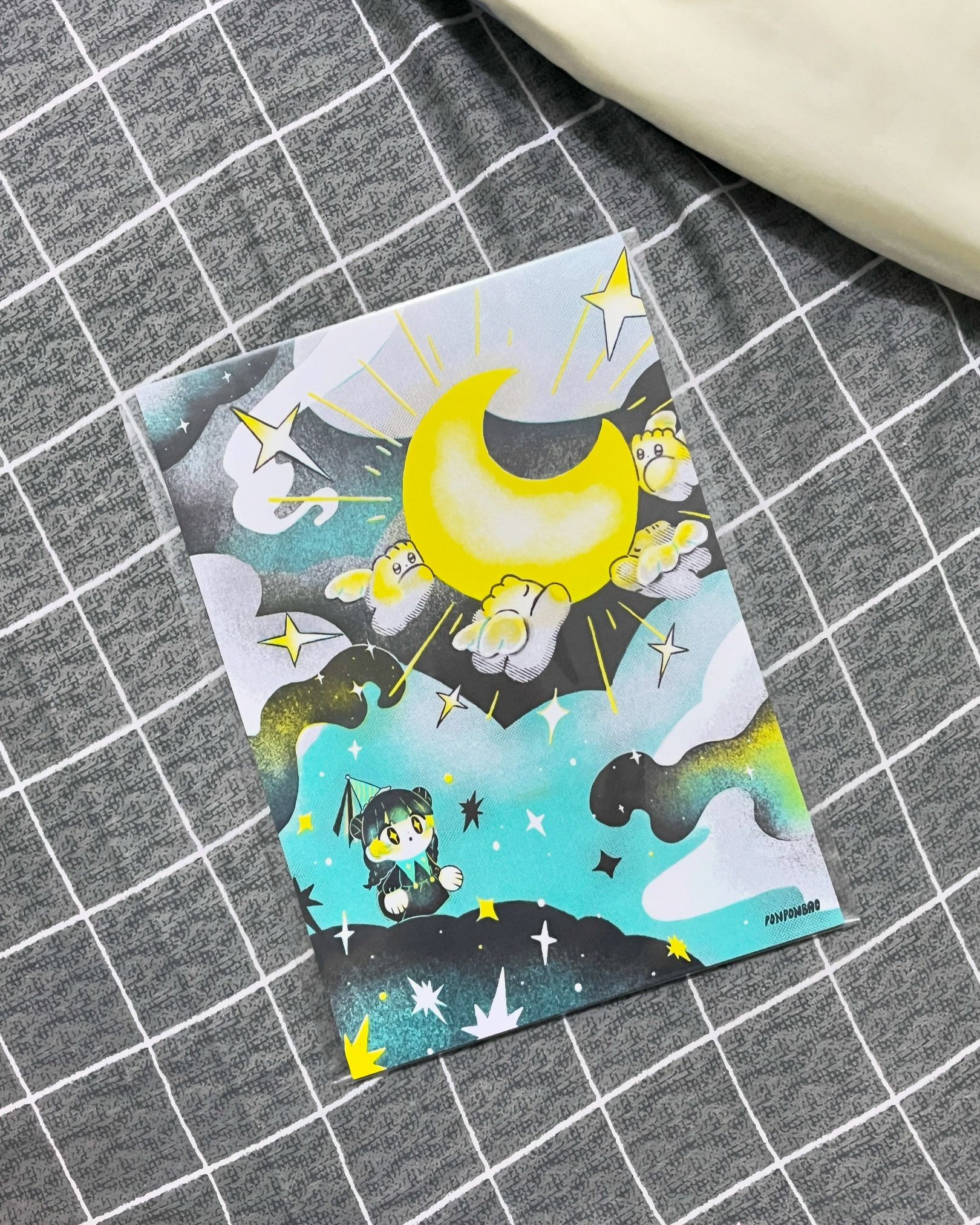 【當月亮升起】riso A4海報