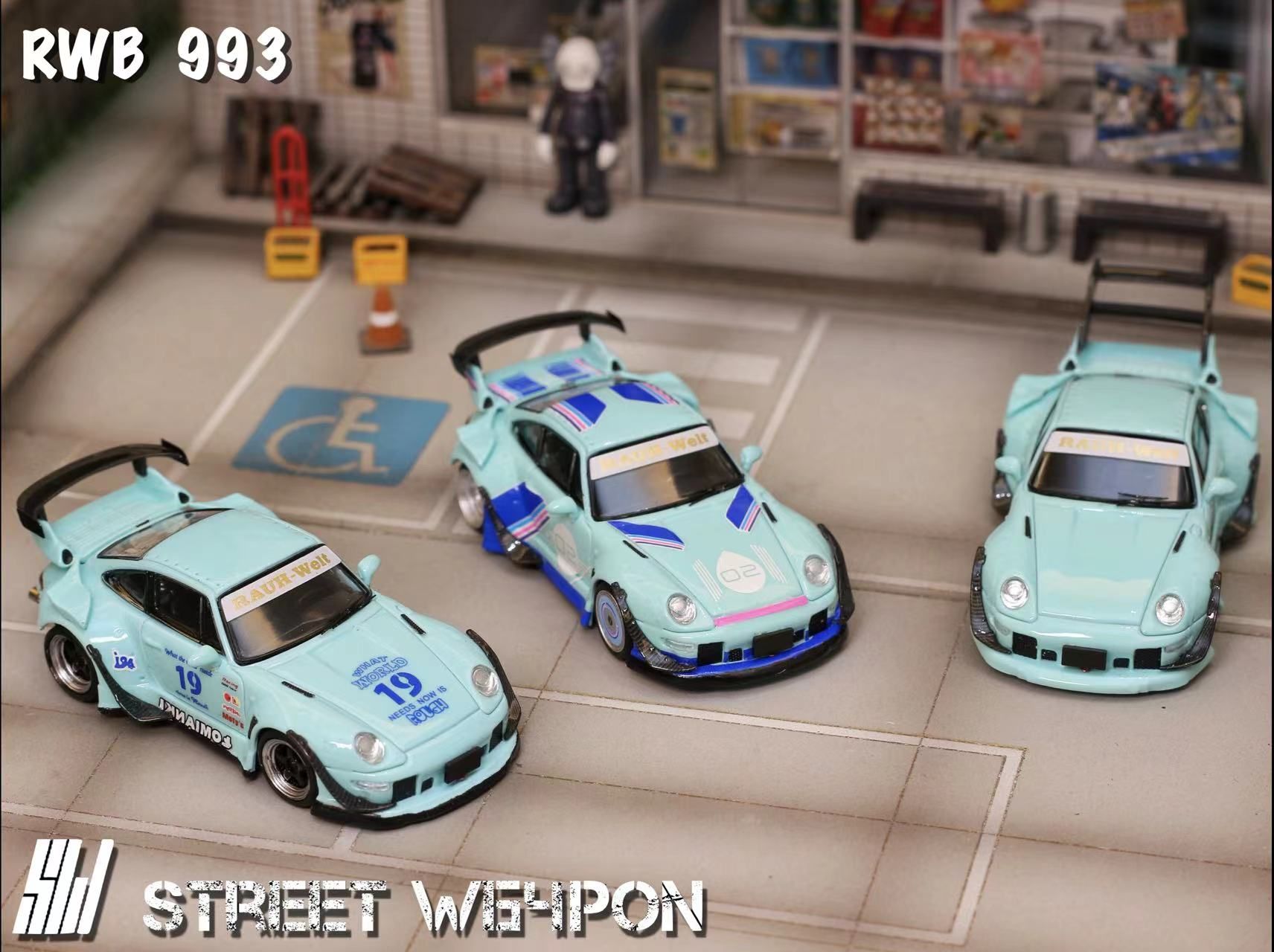 Street weapon 1/64 Porsche RWB 993 螢光 賽道版 保時捷 寬體