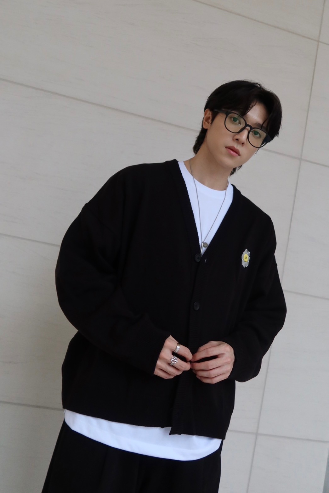 小花笑臉針織衫