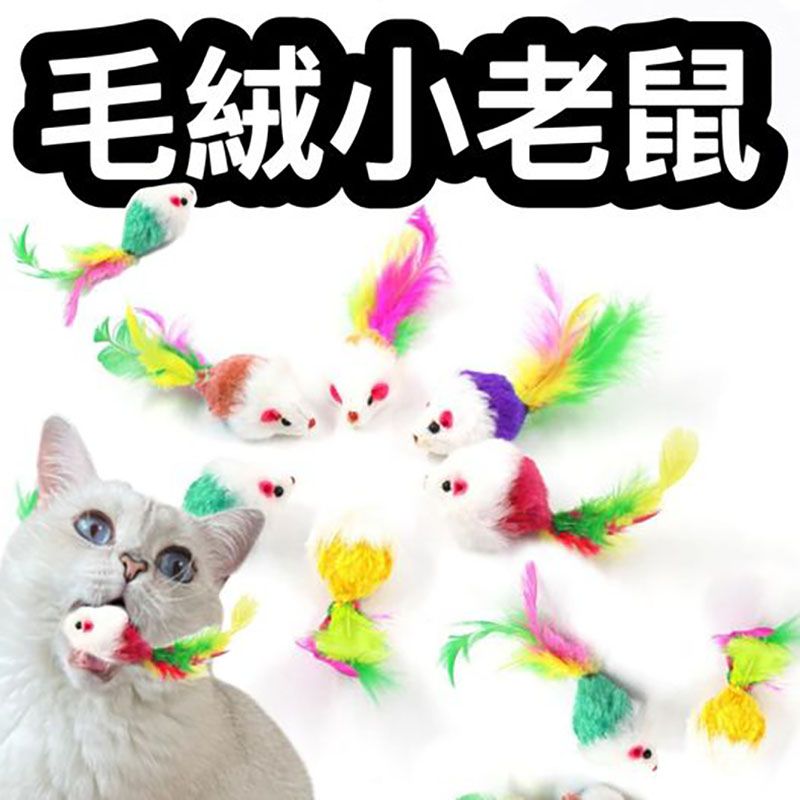 毛絨小老鼠 羽毛老鼠 貓咪玩具（ 平均一隻只要5.9元！）