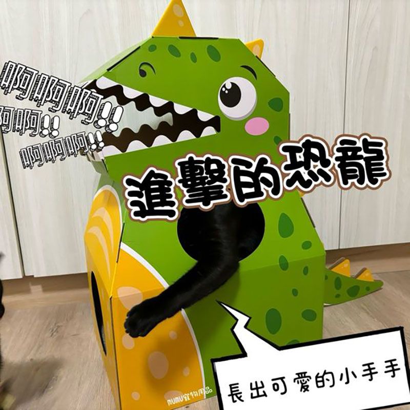 恐龍盒子貓抓板 躲貓貓 全齡貓可用，好玩～可抓～可窩 貓抓板