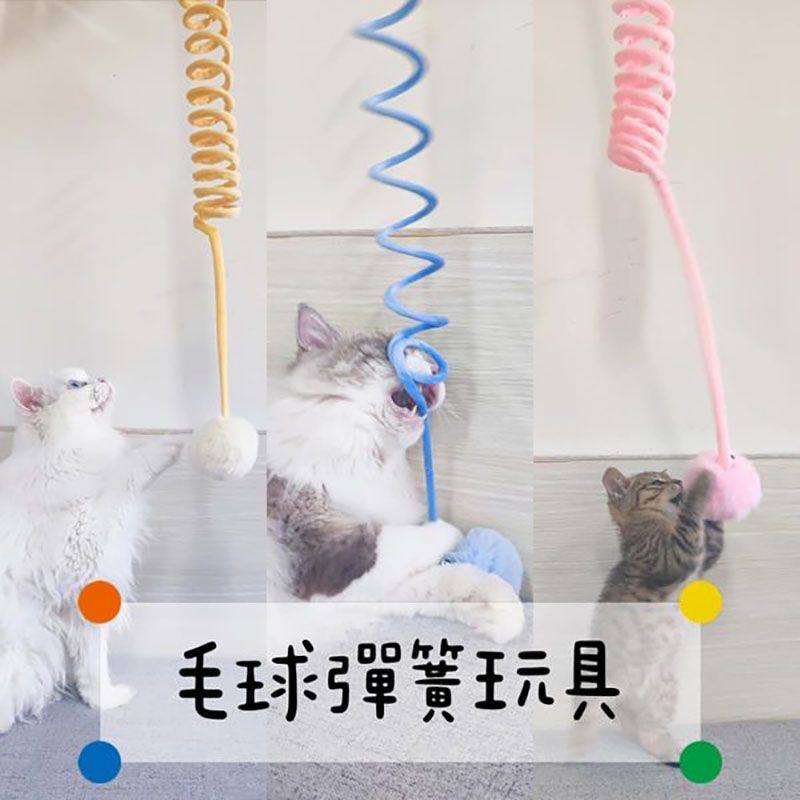 銅板價 毛球彈簧貓咪玩具 自嗨玩具
