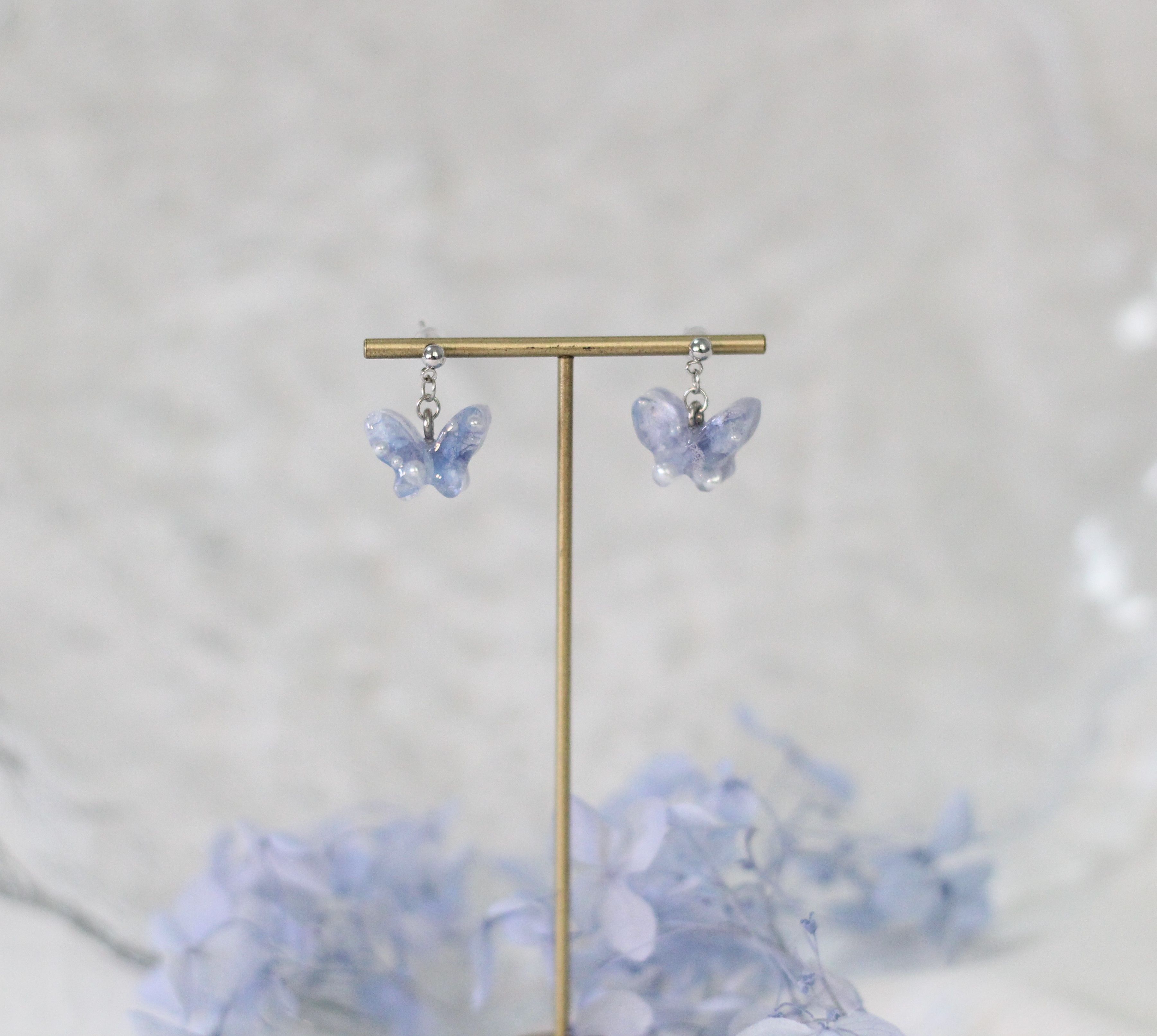 小蝴蝶 滴膠耳環