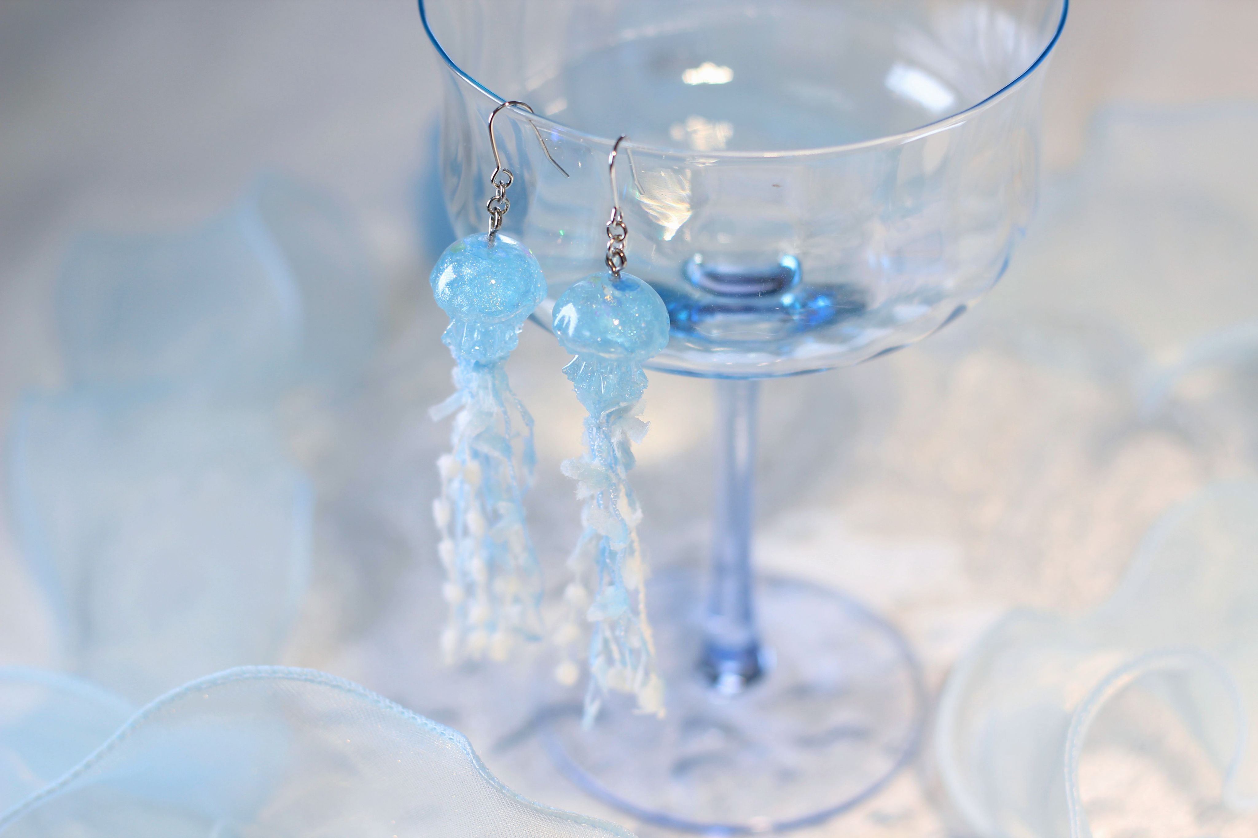 水藍色🩵＆粉色🩷水母耳環