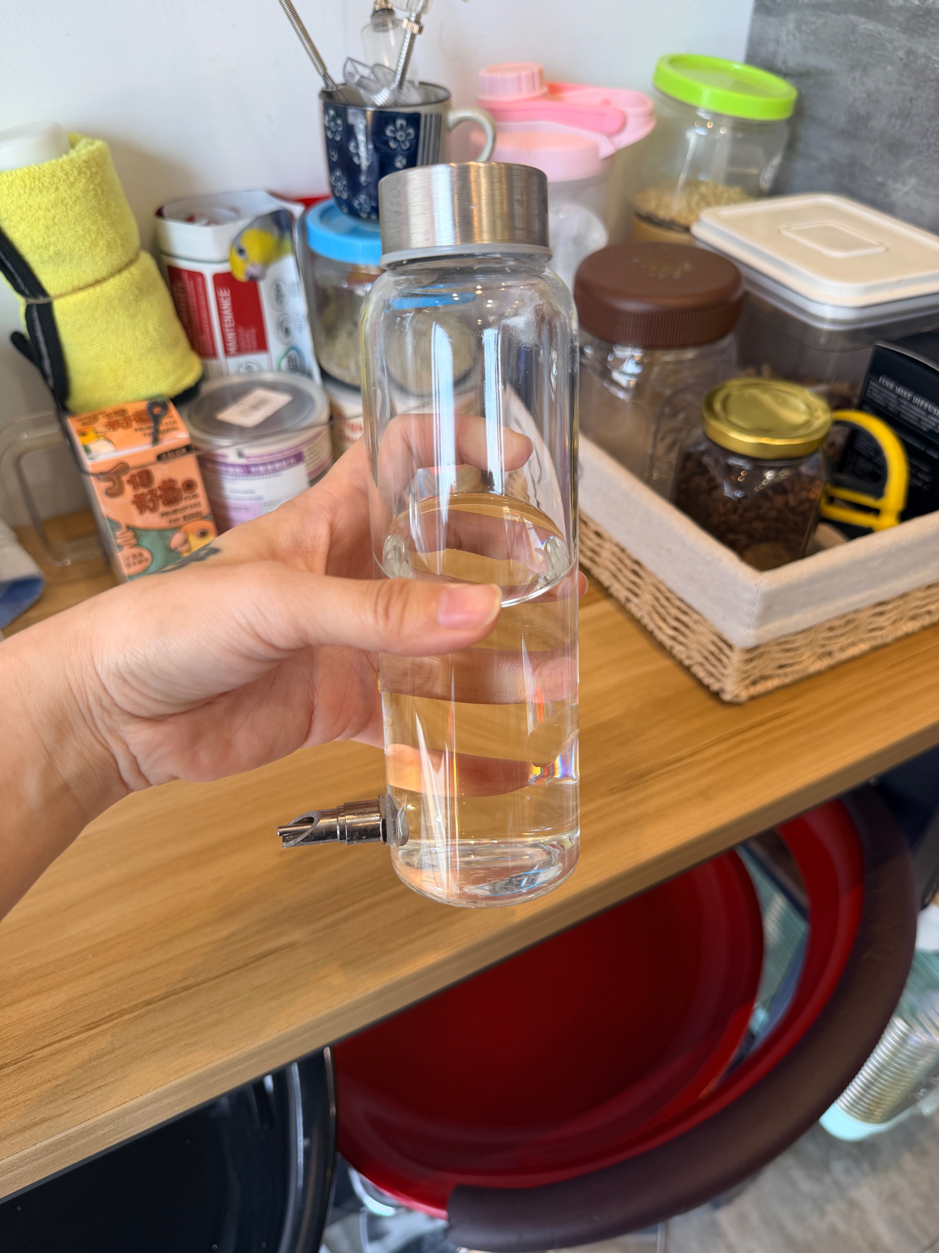 不鏽鋼加厚玻璃瓶身撞針水壺