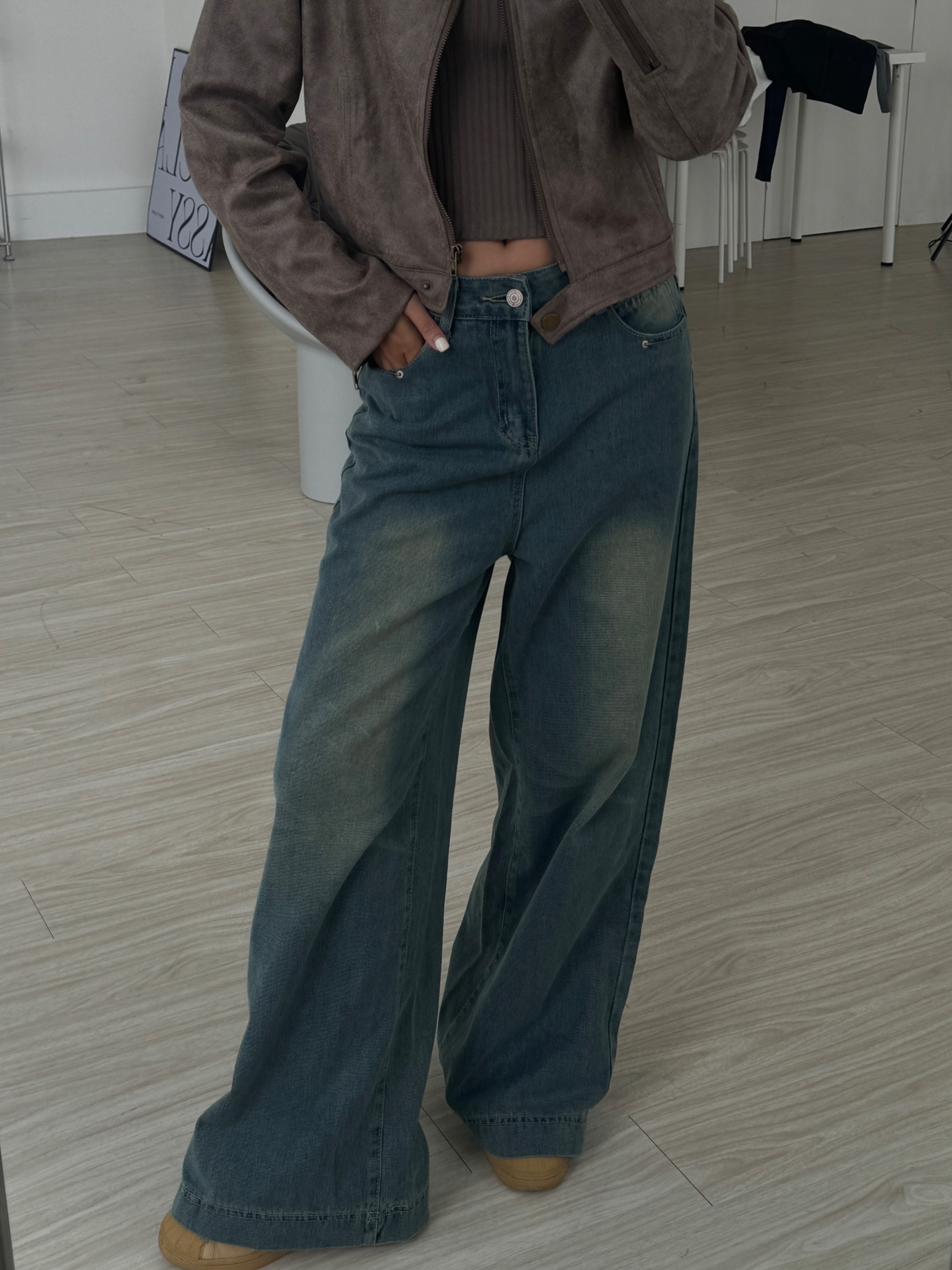 復古感拉滿刷舊落地牛仔褲🪐