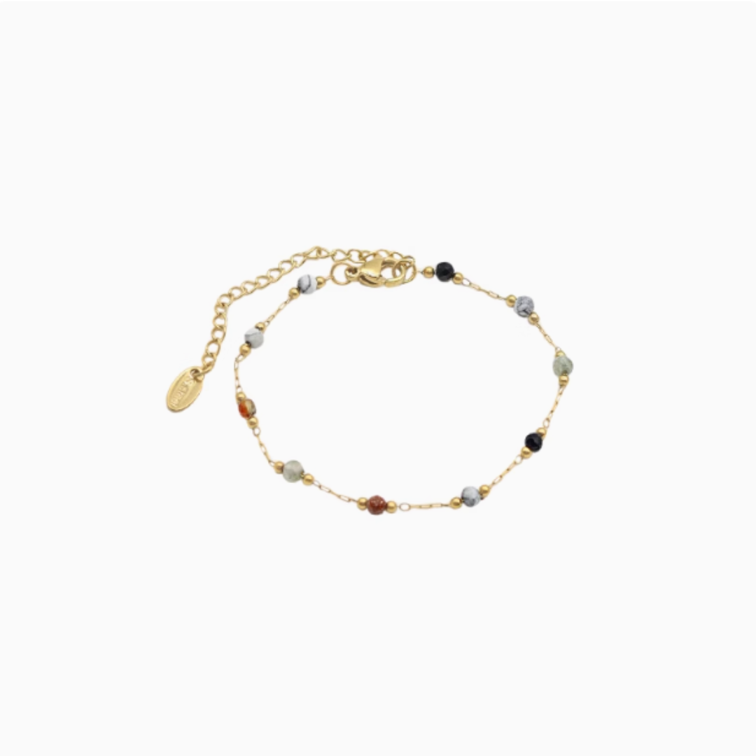 天然石拼接隔珠鈦鋼手鍊【預購】