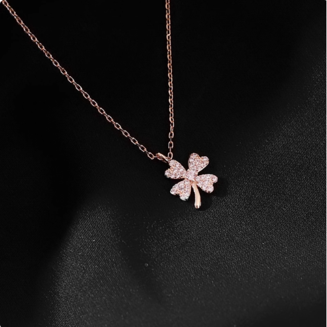 S925純銀玫瑰金幸運四葉草項鍊【預購】