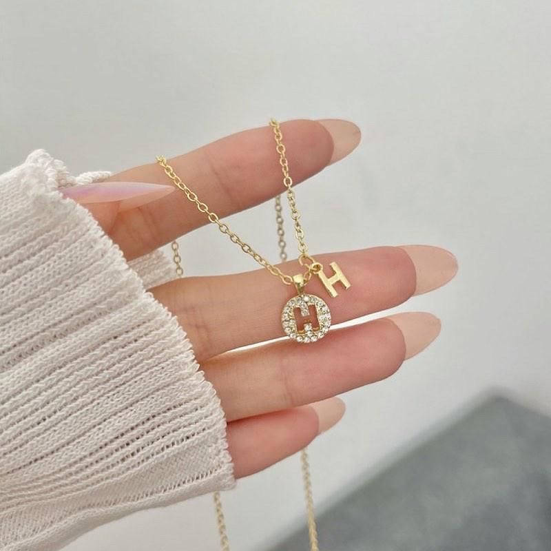 H字母設計微鑲項鍊【預購】