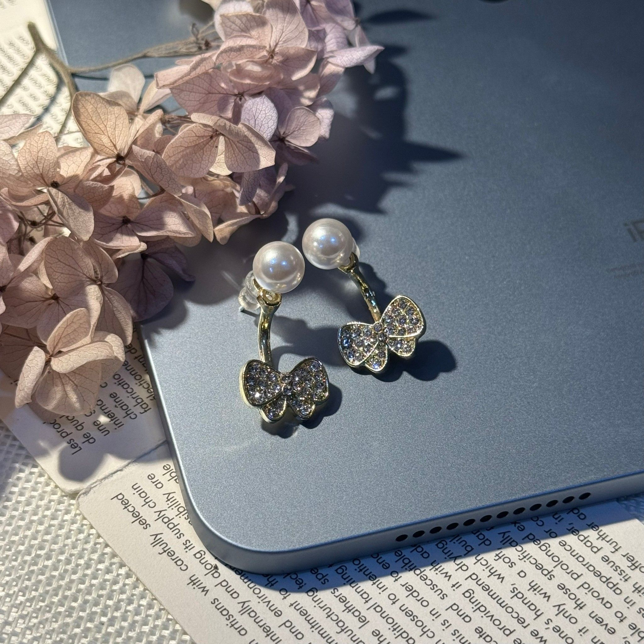 S925銀針珍珠蝴蝶結兩用耳環【預購】