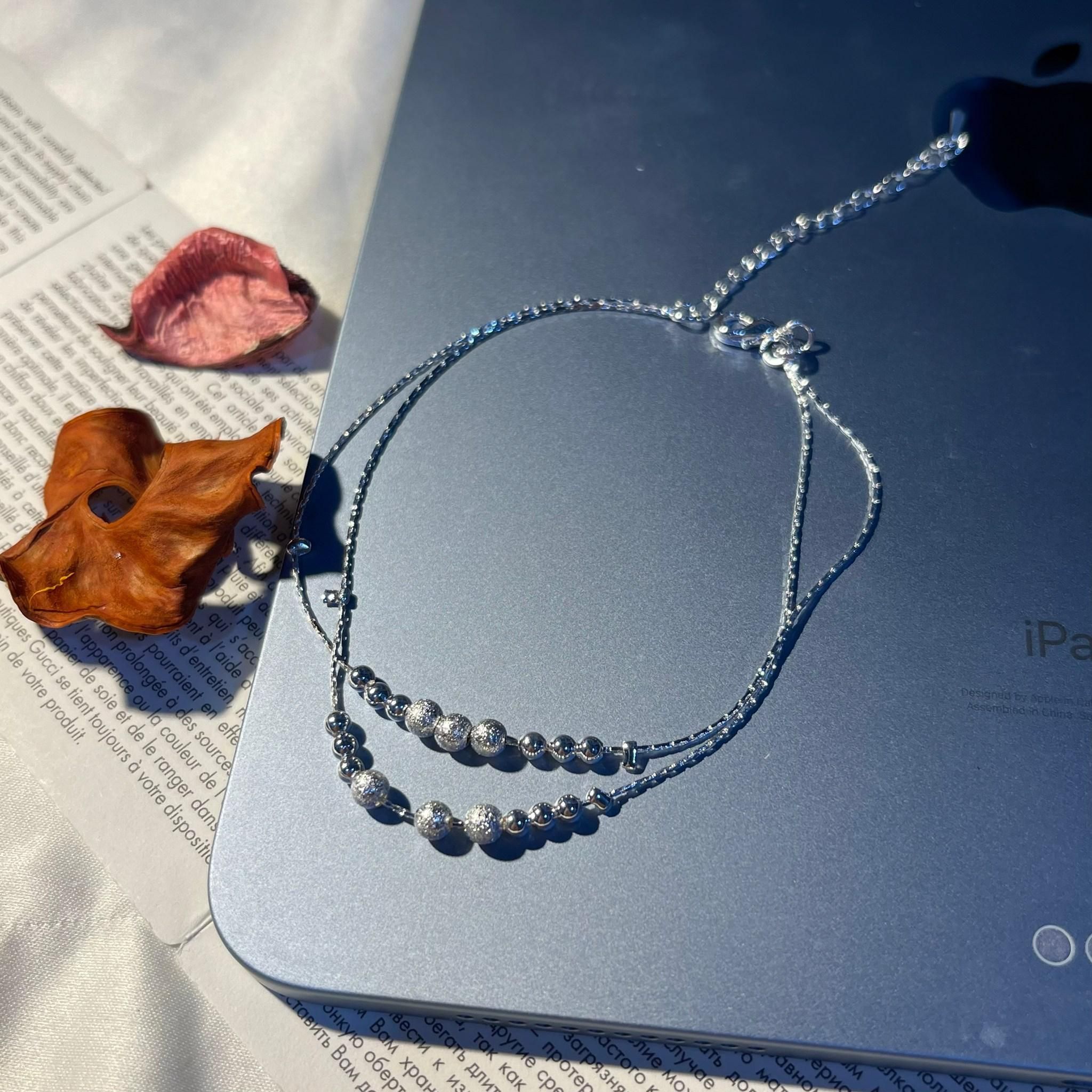 S925純銀韓版雙層流沙圓珠手/腳鍊【預購】