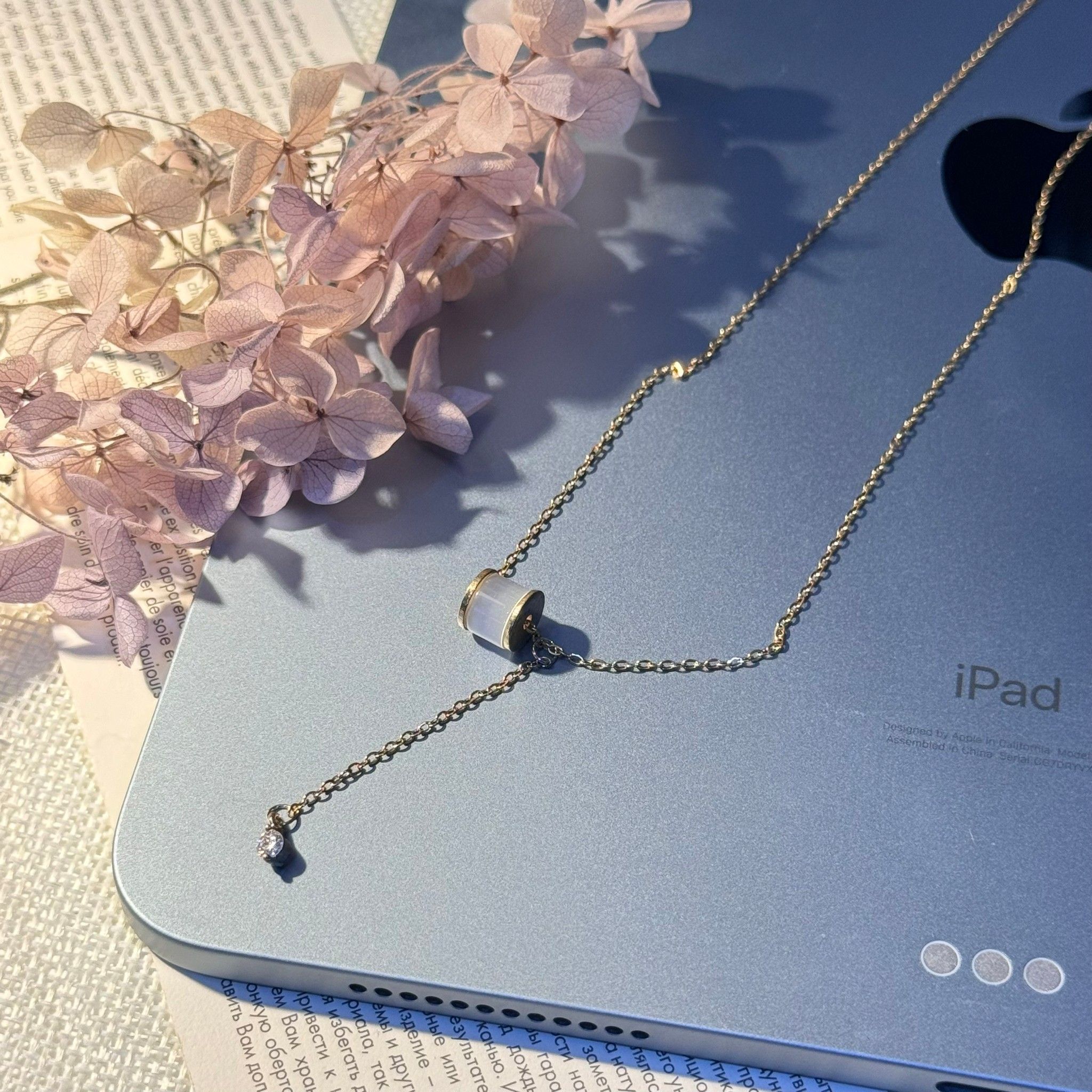 鈦鋼輕奢小眾小蠻腰貓眼石項鍊【預購】