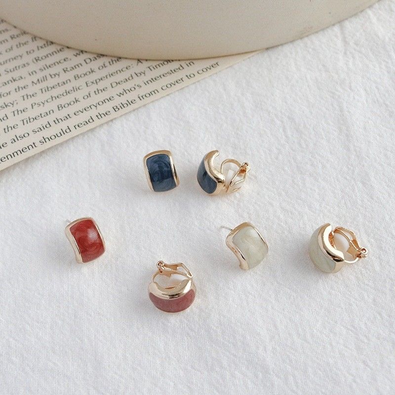 S925銀針復古琺瑯釉耳釘【預購】