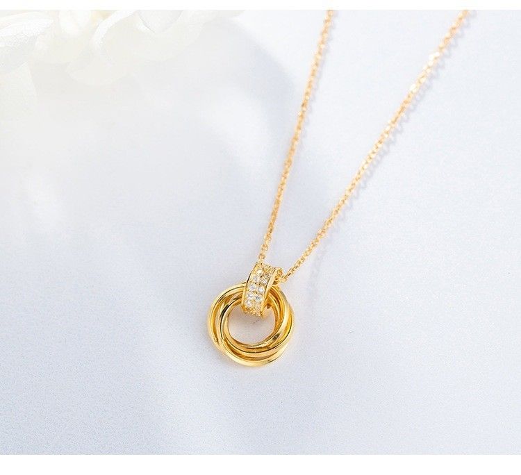 S925純銀金色圓環鑲鑽項鍊【預購】