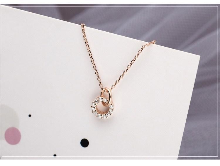 S925純銀簡約幾何鑲鑽圓圈銀項鍊【預購】