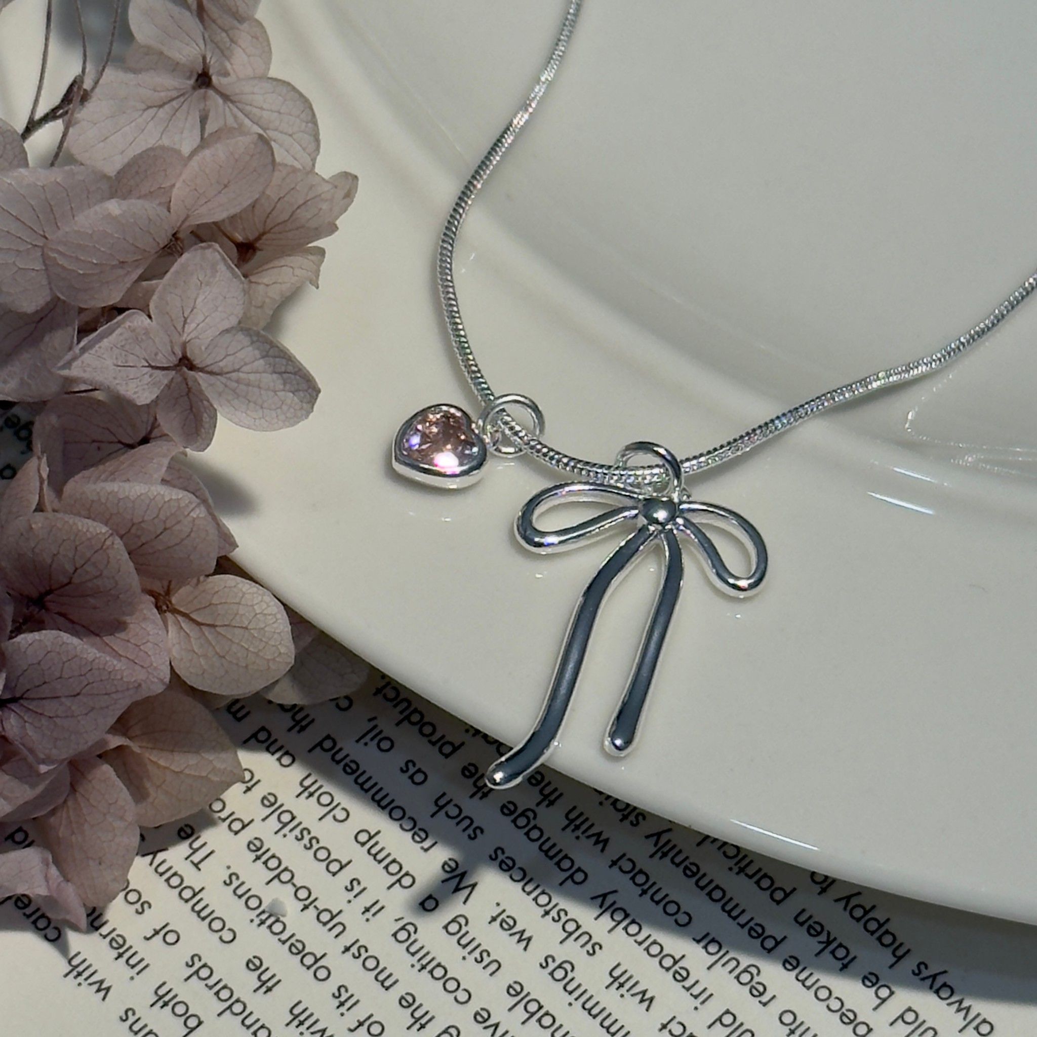 S925純銀韓系碎銀子蝴蝶結項鏈【預購】