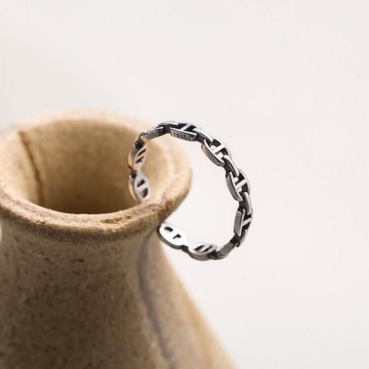 S925純銀復古鏈條幾何戒指【預購】