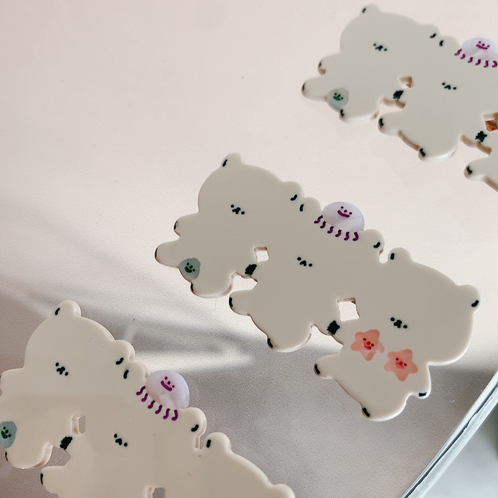 〖 海邊走走的三隻小熊醋酸髮夾 〗