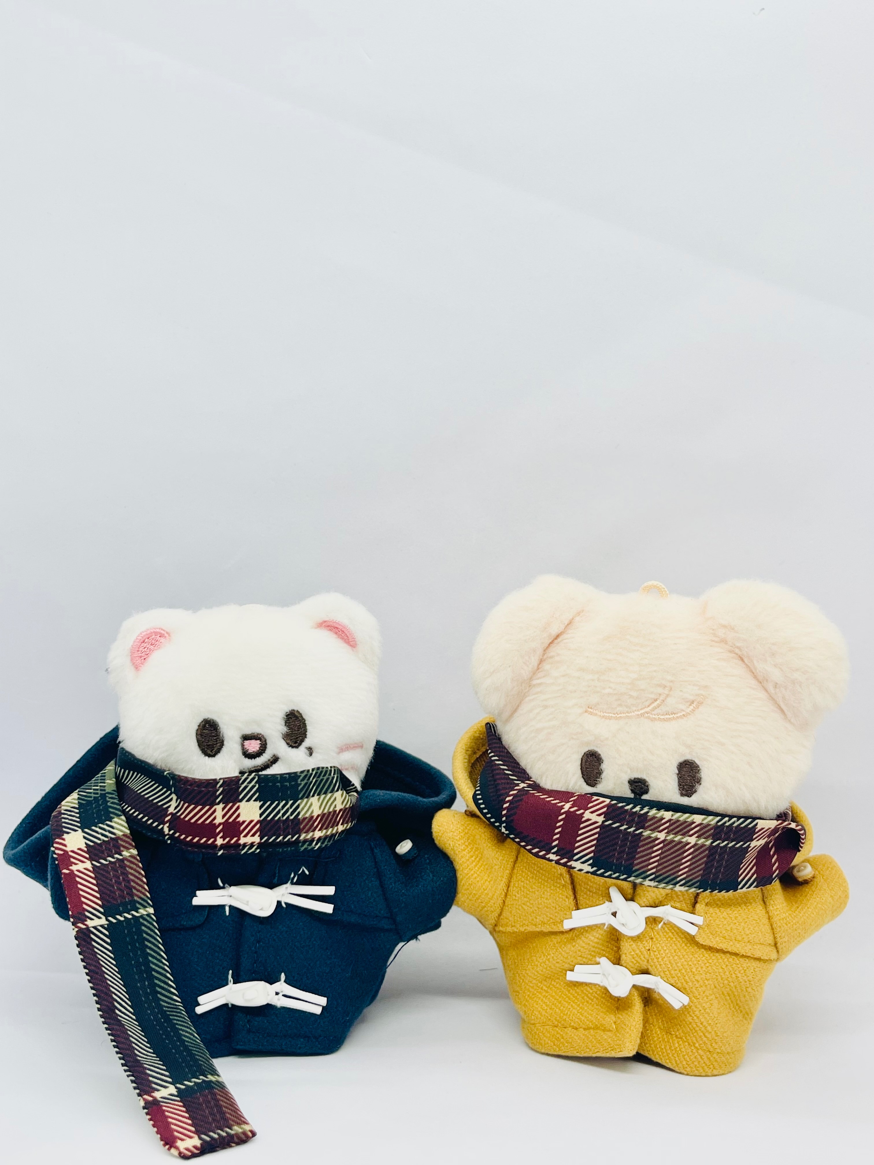 牛角有帽外套格紋圍巾套裝