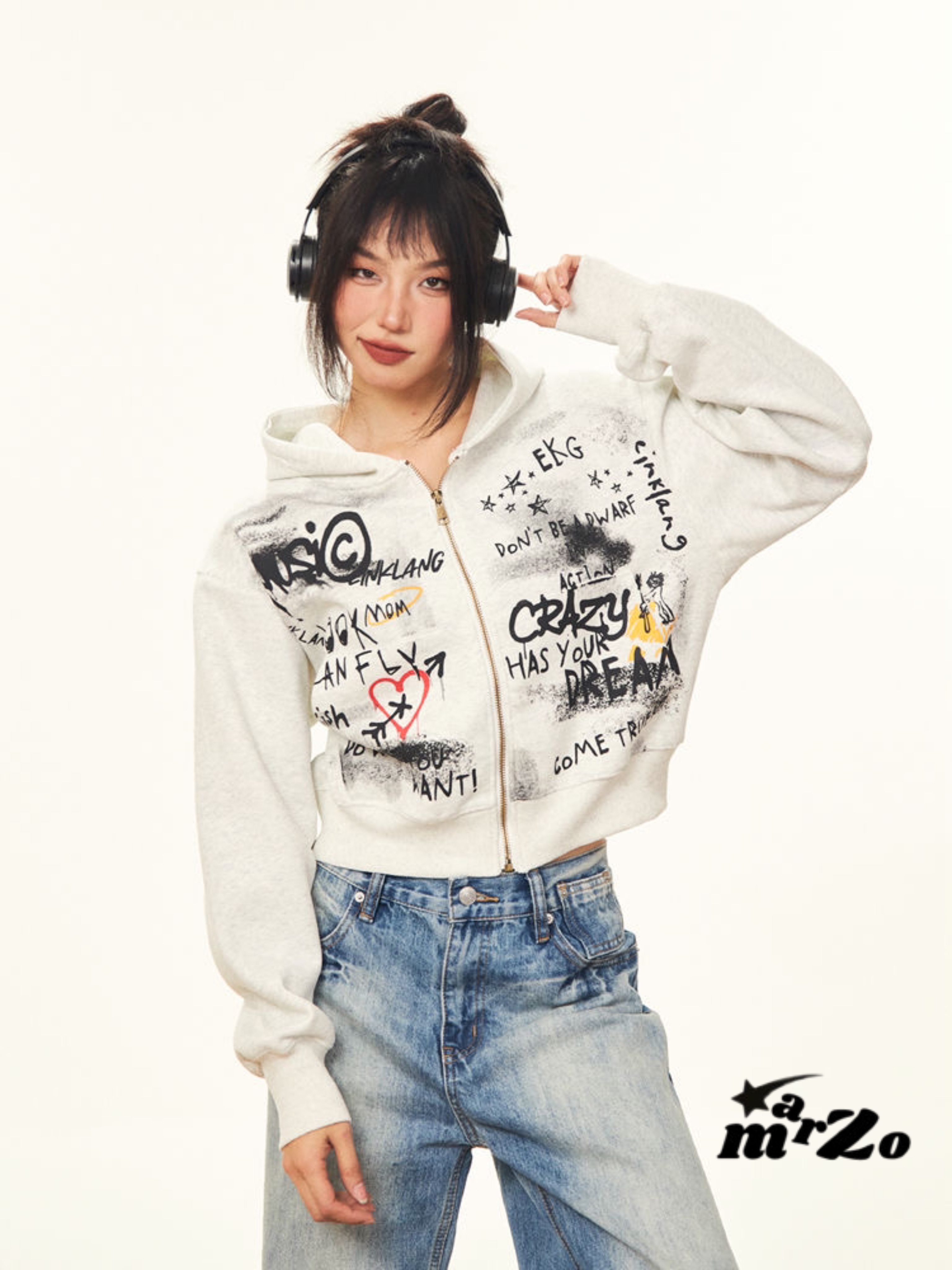 𝗠𝗔𝗥𝗭𝗢 美式復古短版連帽外套（尺寸表請點圖片～