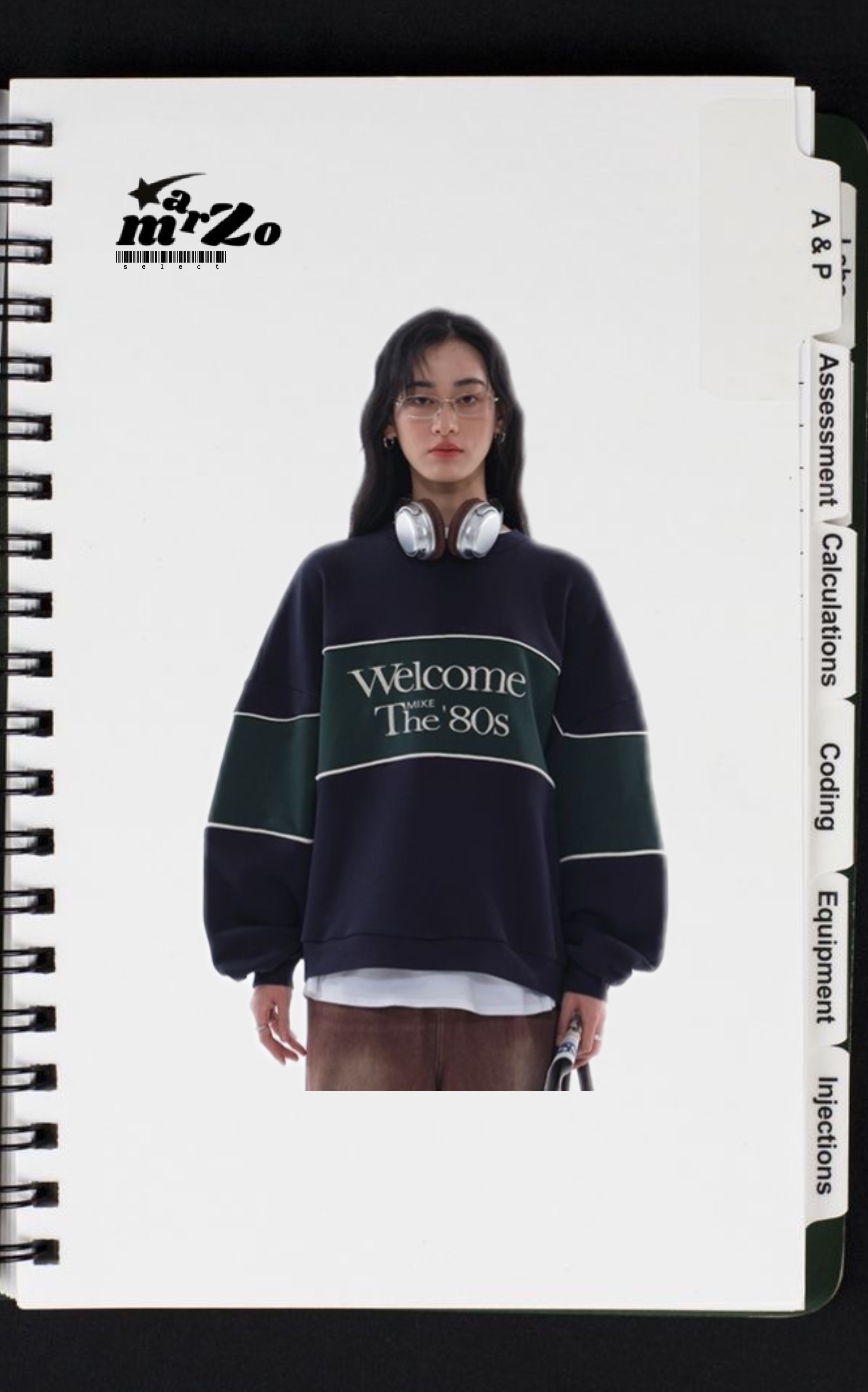 𝗠𝗔𝗥𝗭𝗢 圓領學院風拼接上衣